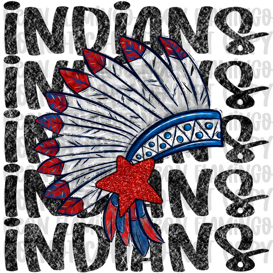 Preppy Mascot Indians DTF TRANSFER