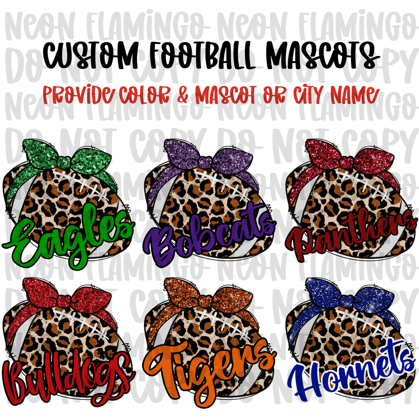 Custom Football Mascot DTF TRANSFER