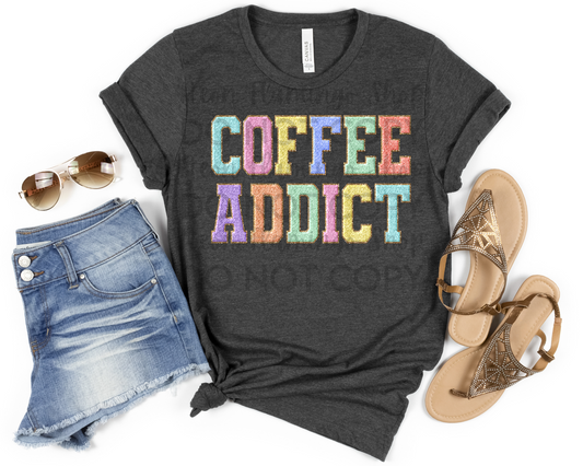 Coffee Addict Faux Patch DTF TRANSFER