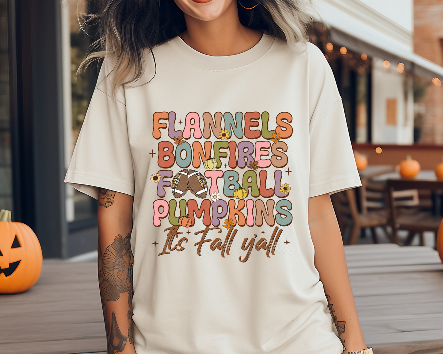 Flannels Bonfires Football Pumpkins Its Fall Y'all DTF TRANSFER