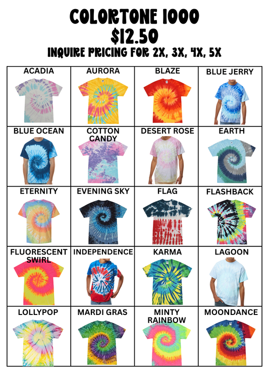 Colortone 1000 Tie-Dye Blank Tees