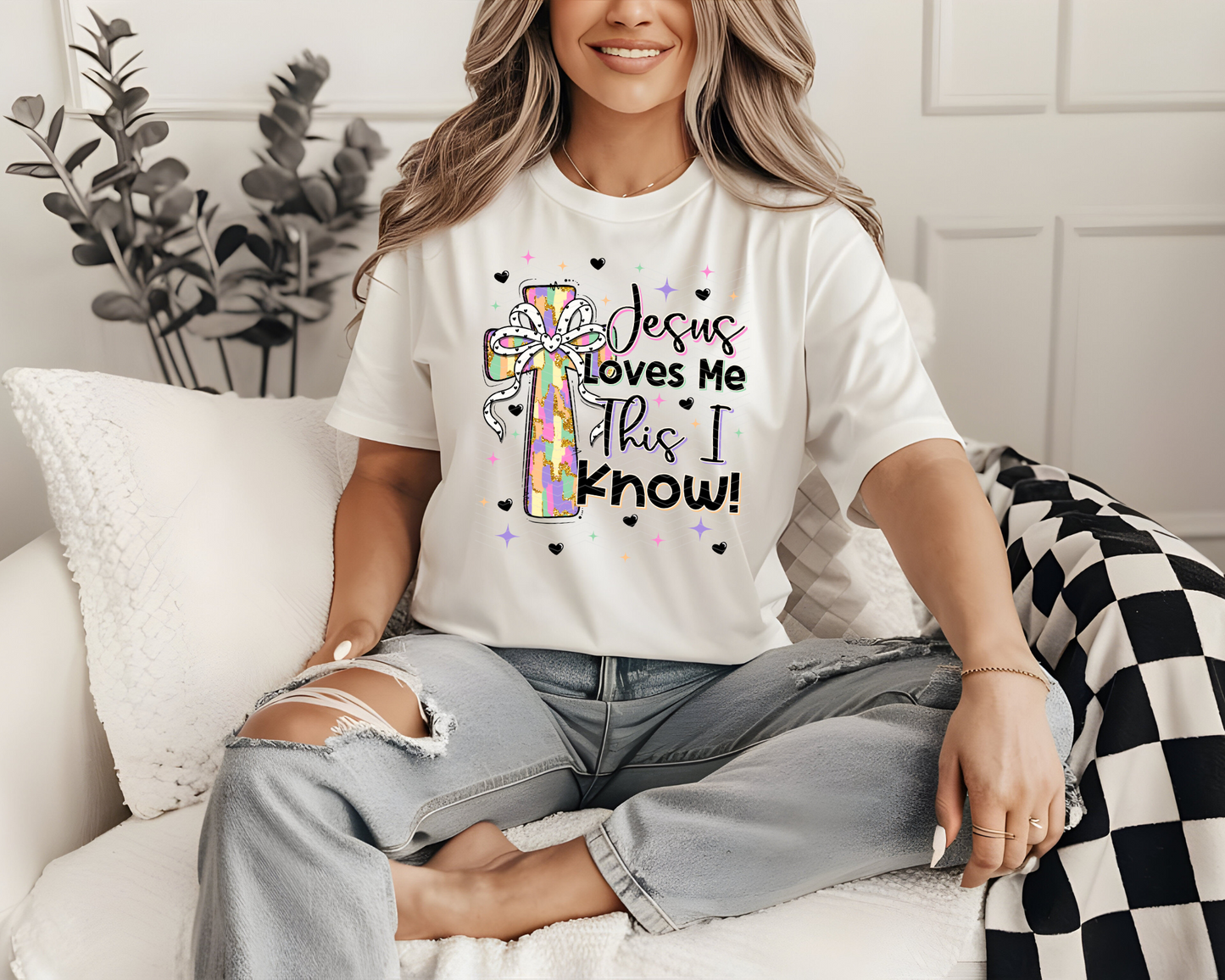 Jesus Loves Me This I Know Cross | 2 Colors | DTF TRANSFER