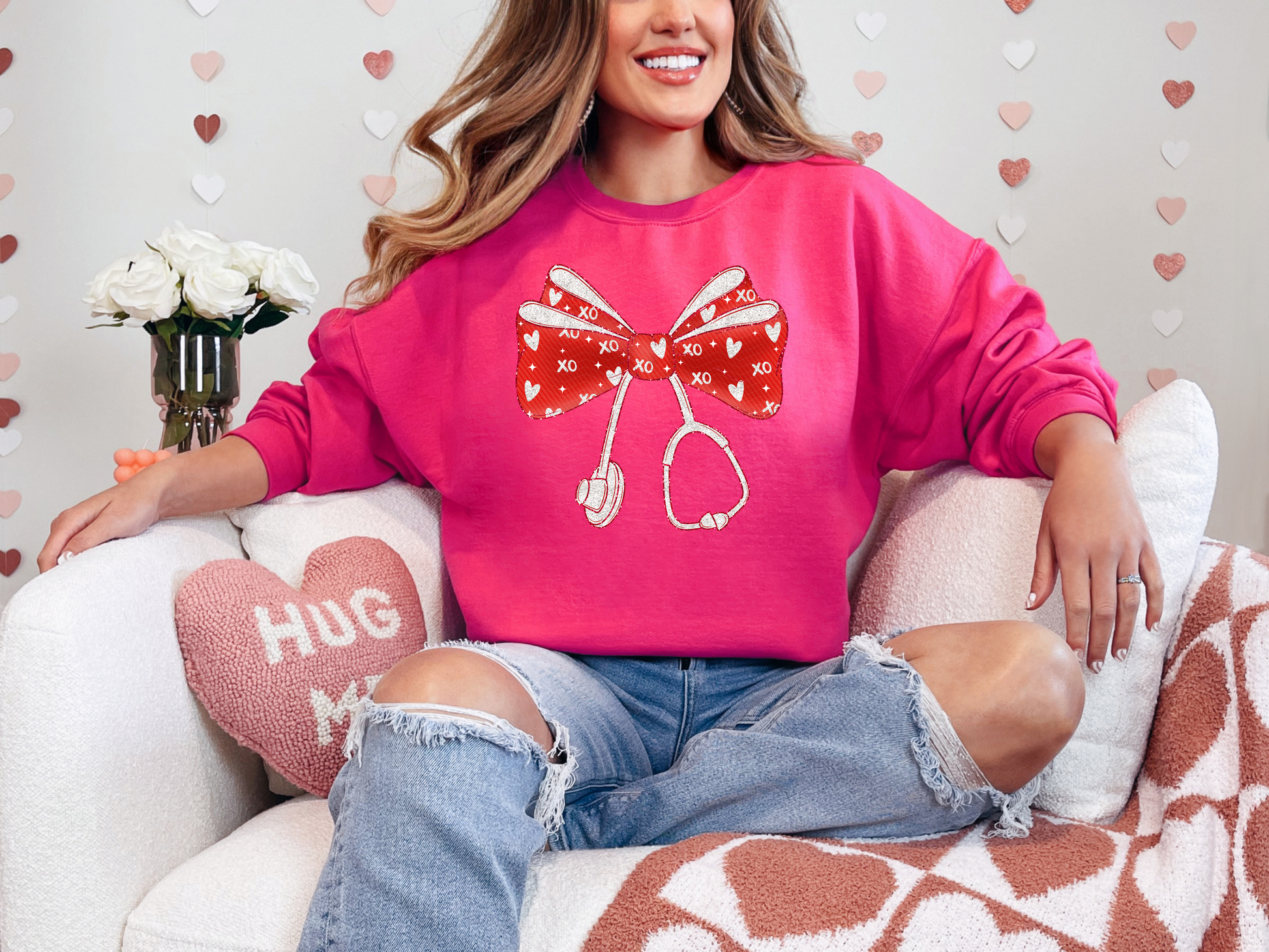 Nurse Stethoscope XO Heart DTF TRANSFER