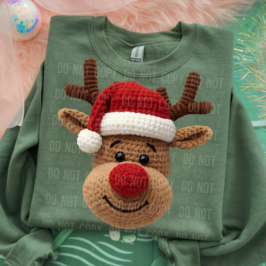 REINDEER FACE FAUX YARN DTF TRANSFER