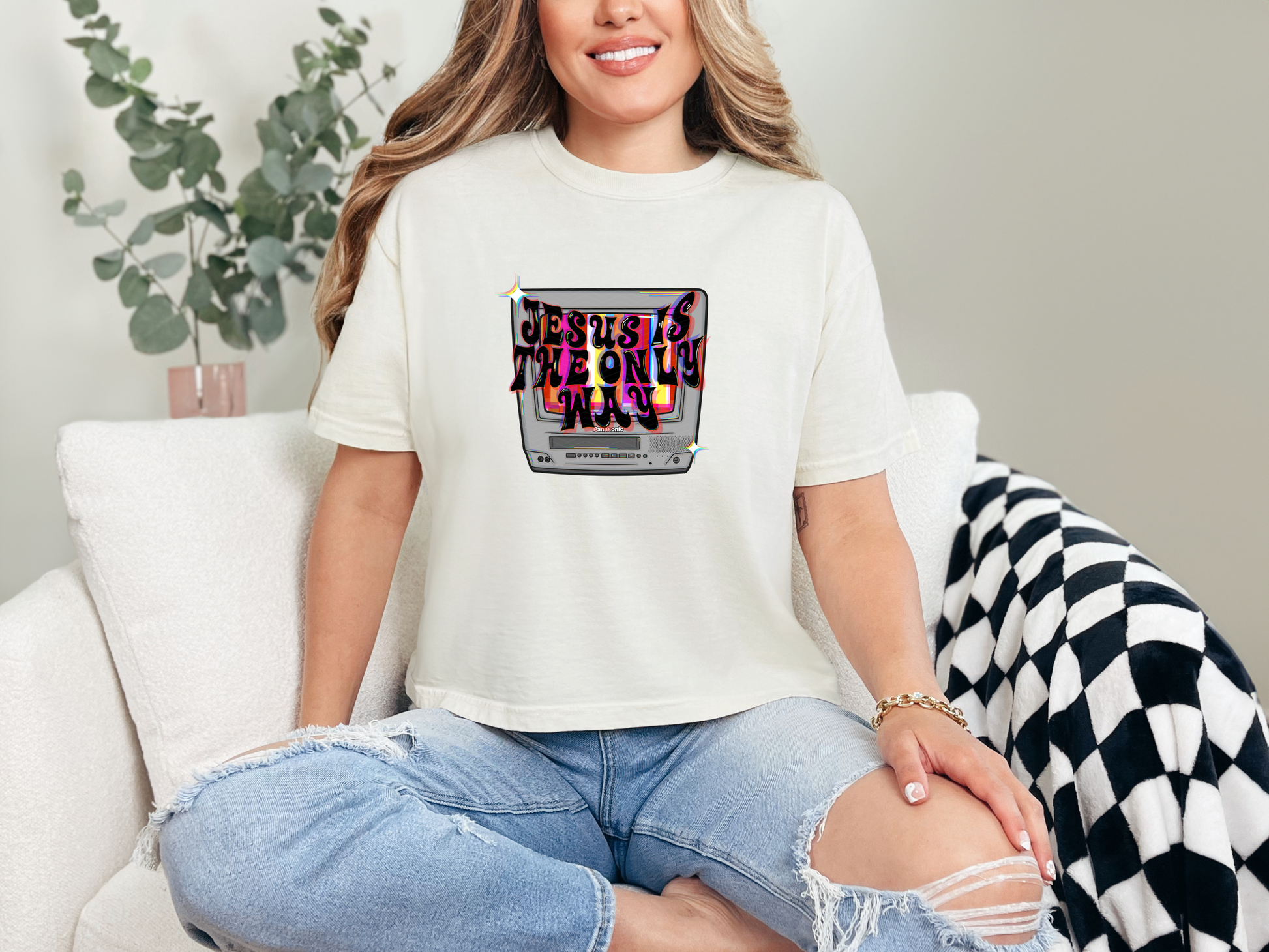 Jesus is the Only Way Retro Television DTF TRANSFER