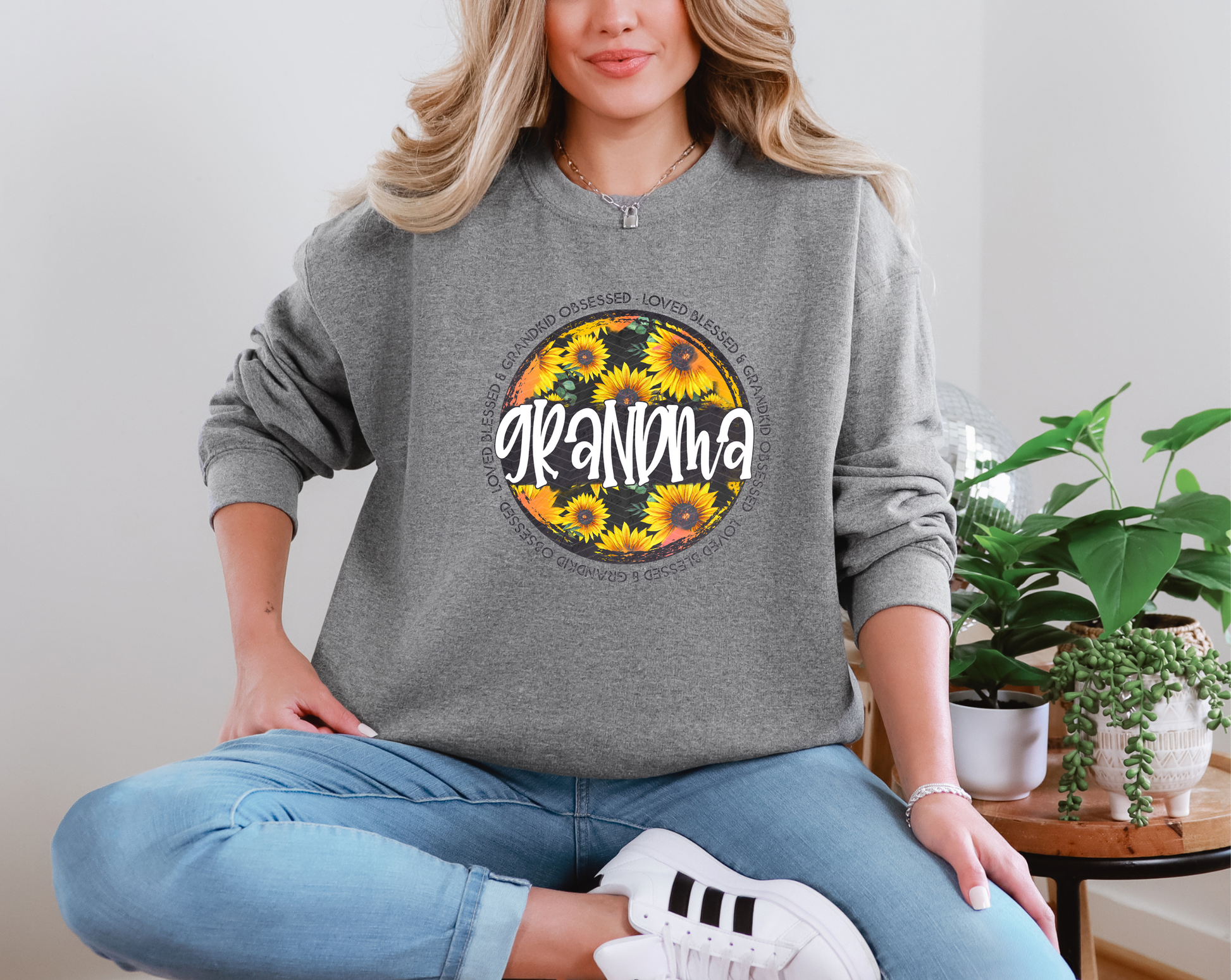 Grandma Sunflower Circle DTF TRANSFER