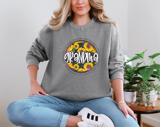 Grandma Sunflower Circle DTF TRANSFER
