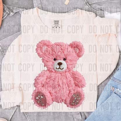 PINK BEAR FAUX YARN DTF TRANSFER