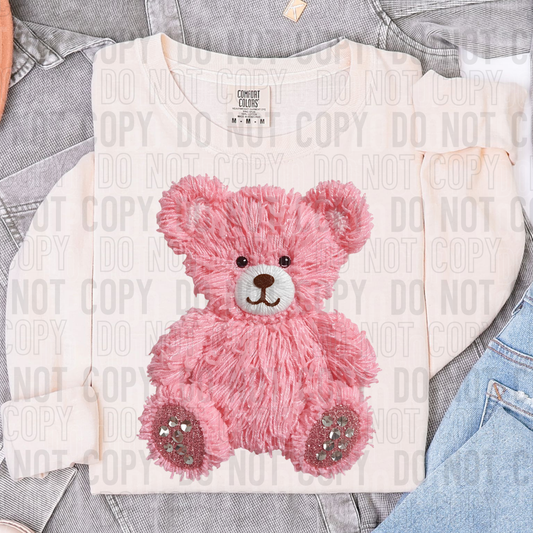 PINK BEAR FAUX YARN DTF TRANSFER