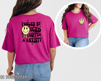 Fueled By & Anxiety Smiley DTF TRANSFER