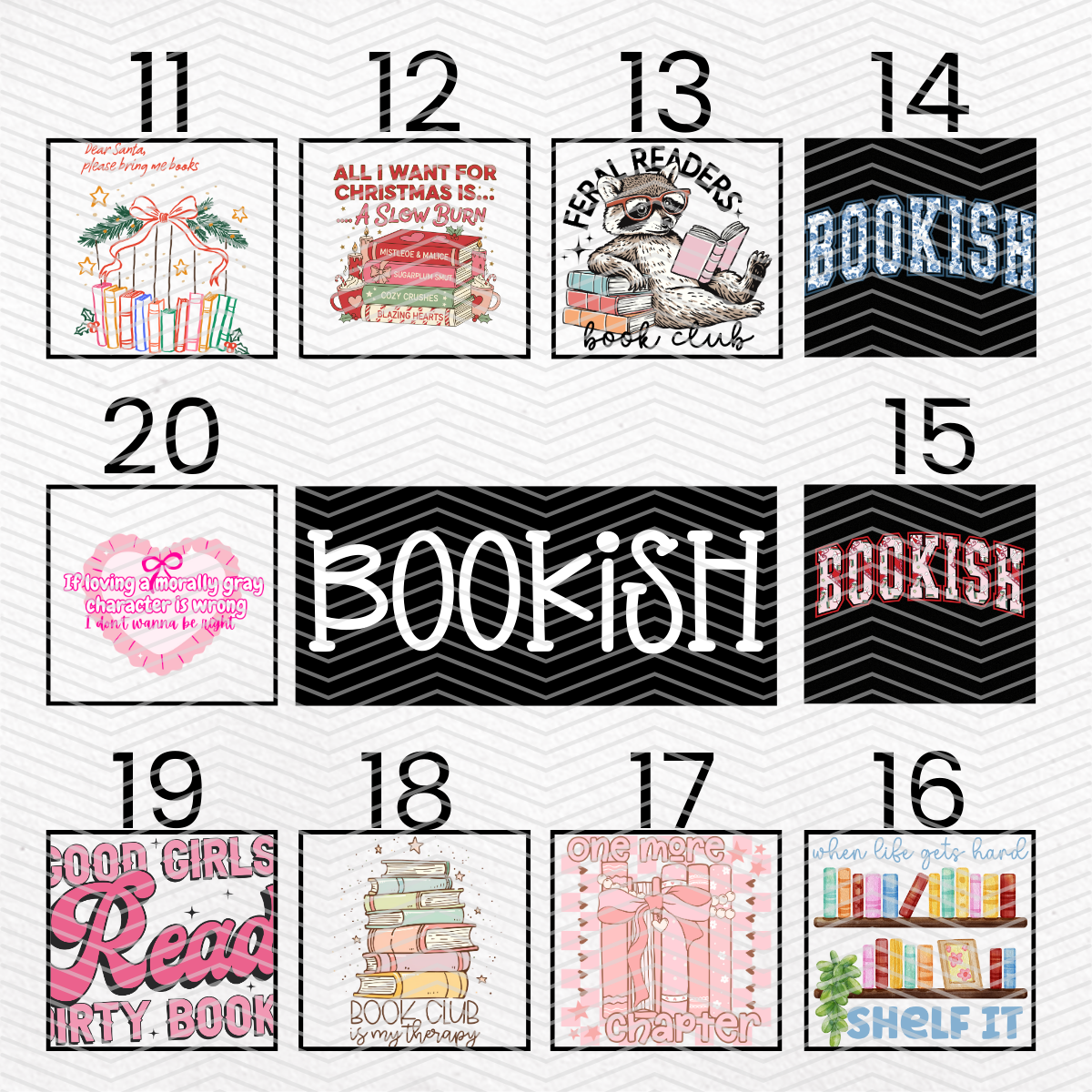 BOOKISH $2 Transfers - LIVE SALE ONLY Printed Transfers Unlimited Quantities Flat Rate Shipping $10 via UPS Final Sales No Returns or Exchanges