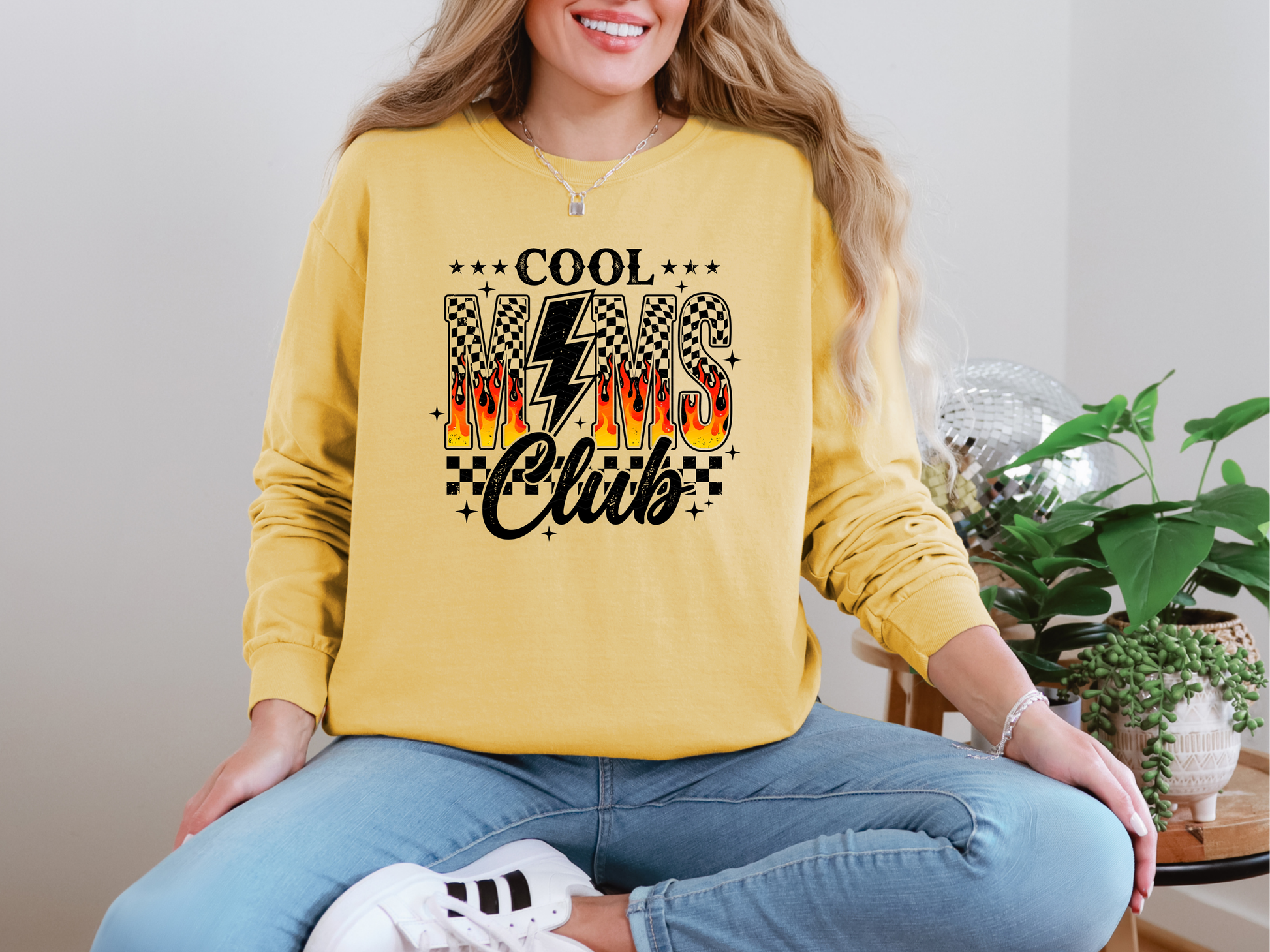 Cool Moms Club Checkered Fire DTF TRANSFER