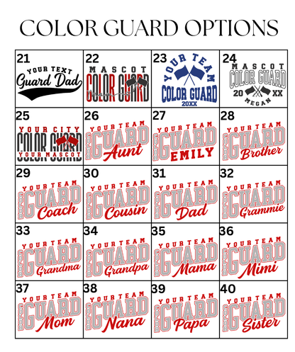 Custom Color Guard & Winter Guard Designs DTF TRANSFER