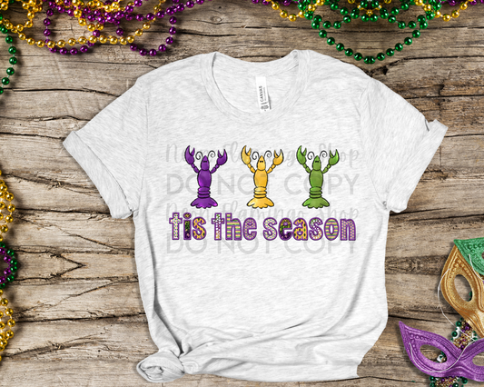 Tis The Season Crawfish Faux Embroidery DTF TRANSFER