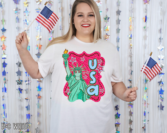 USA Statue of Liberty Hot Pink Kayndi DTF TRANSFER