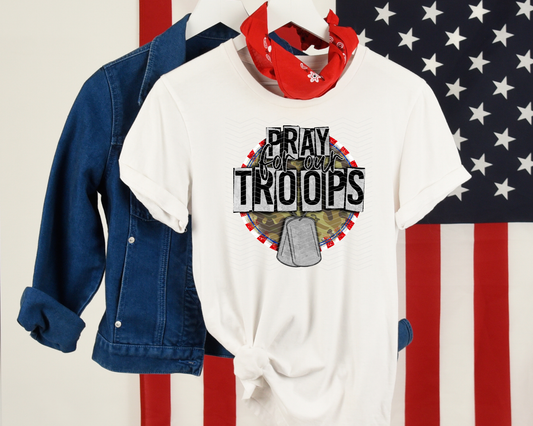 Pray For Our Troops Camo Dog Tags DTF TRANSFER
