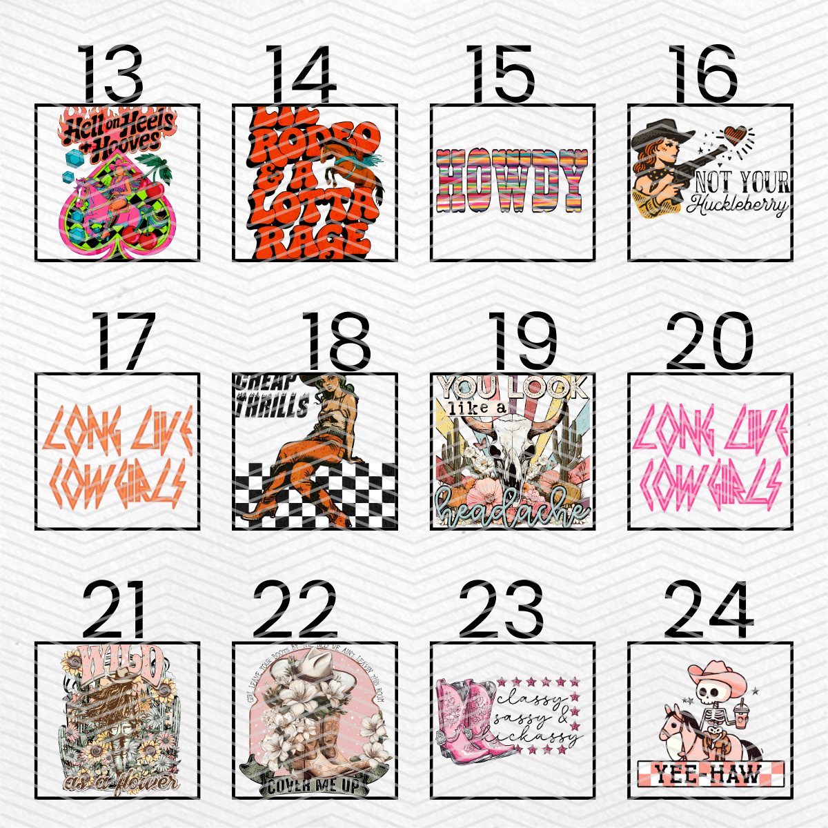 WESTERN $2 Transfers - LIVE SALE ONLY Printed Transfers Unlimited Quantities Flat Rate Shipping $10 via UPS Final Sales No Returns or Exchanges