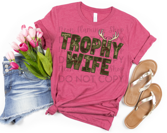 Trophy Wife Faux Embroidery DTF TRANSFER