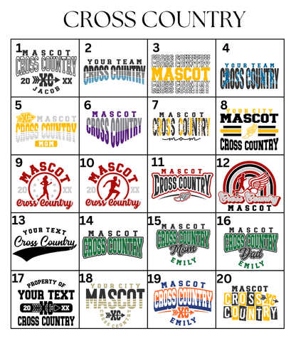 Custom Cross Country Designs DTF TRANSFER