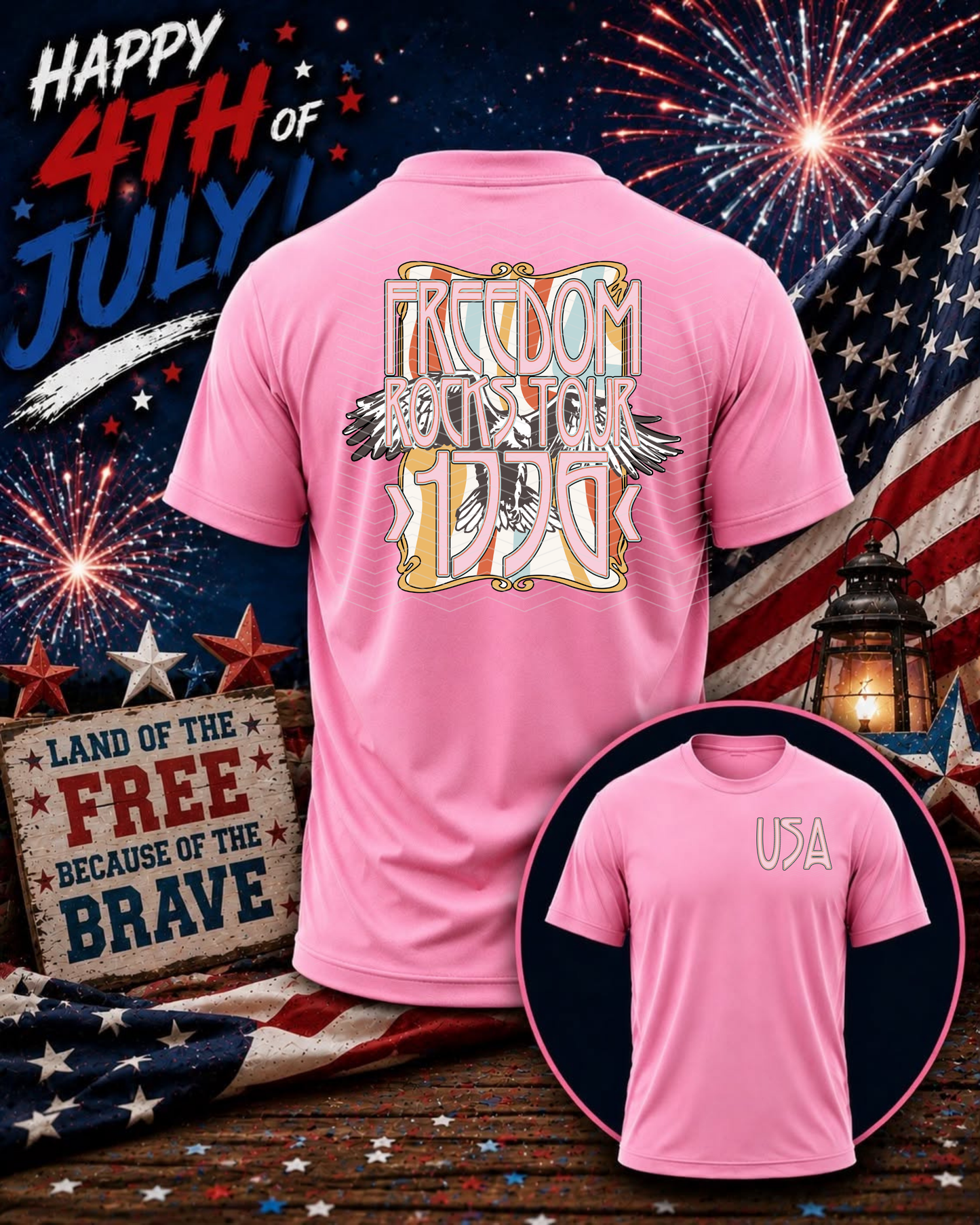 Freedom Rocks Tour Pink DTF TRANSFER