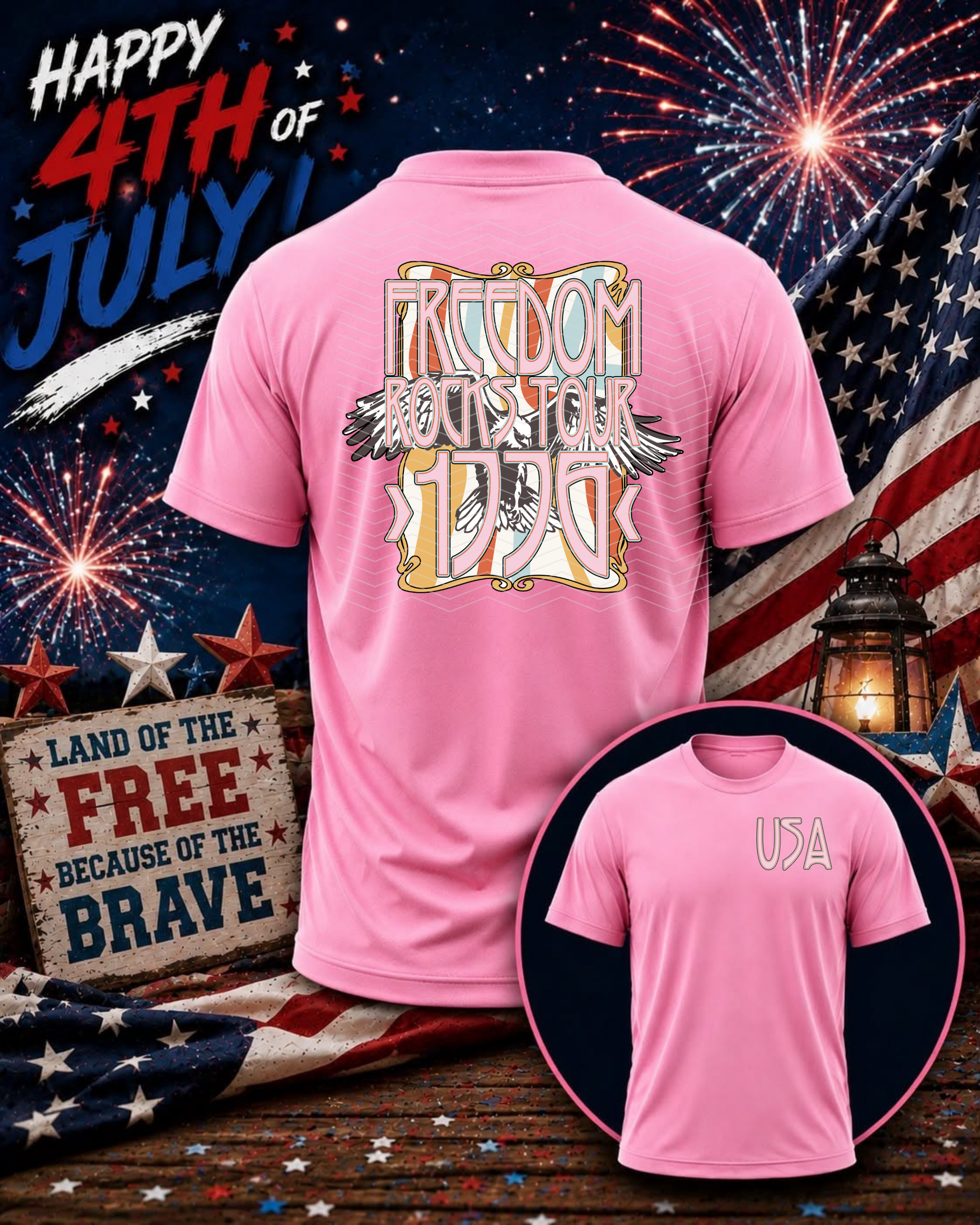 Freedom Rocks Tour Pink DTF TRANSFER