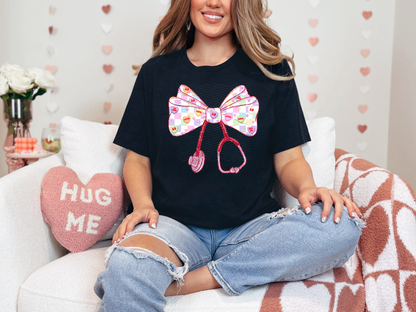 Nurse Stethoscope Candy Hearts Pastel Checkered DTF TRANSFER