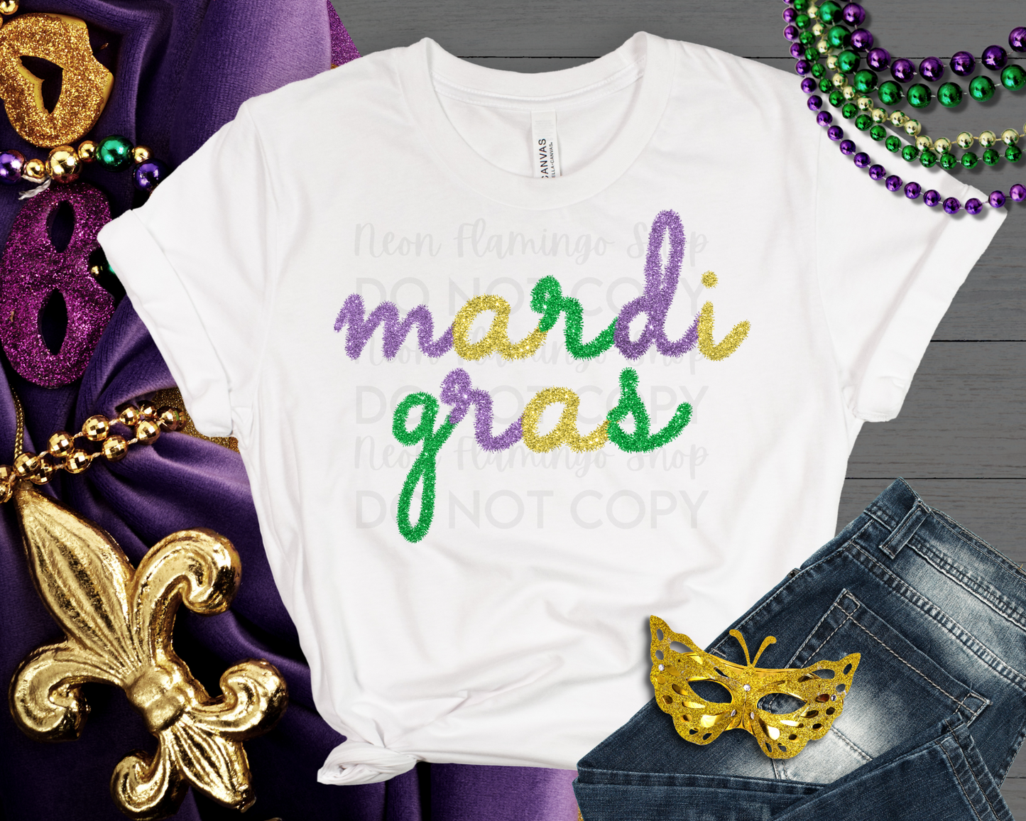 Mardi Gras Tinsel DTF TRANSFER