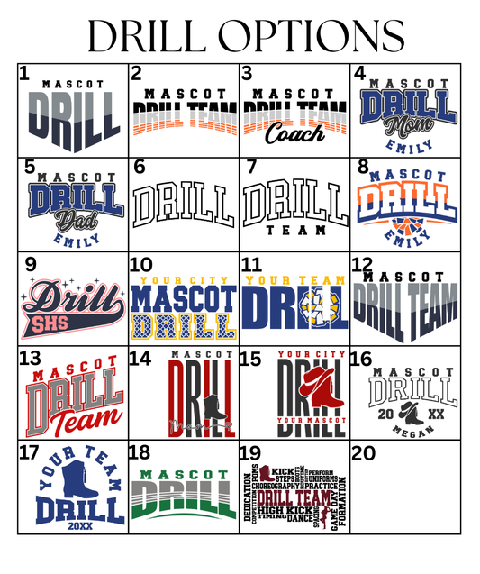 Custom Drill Team Designs DTF TRANSFER