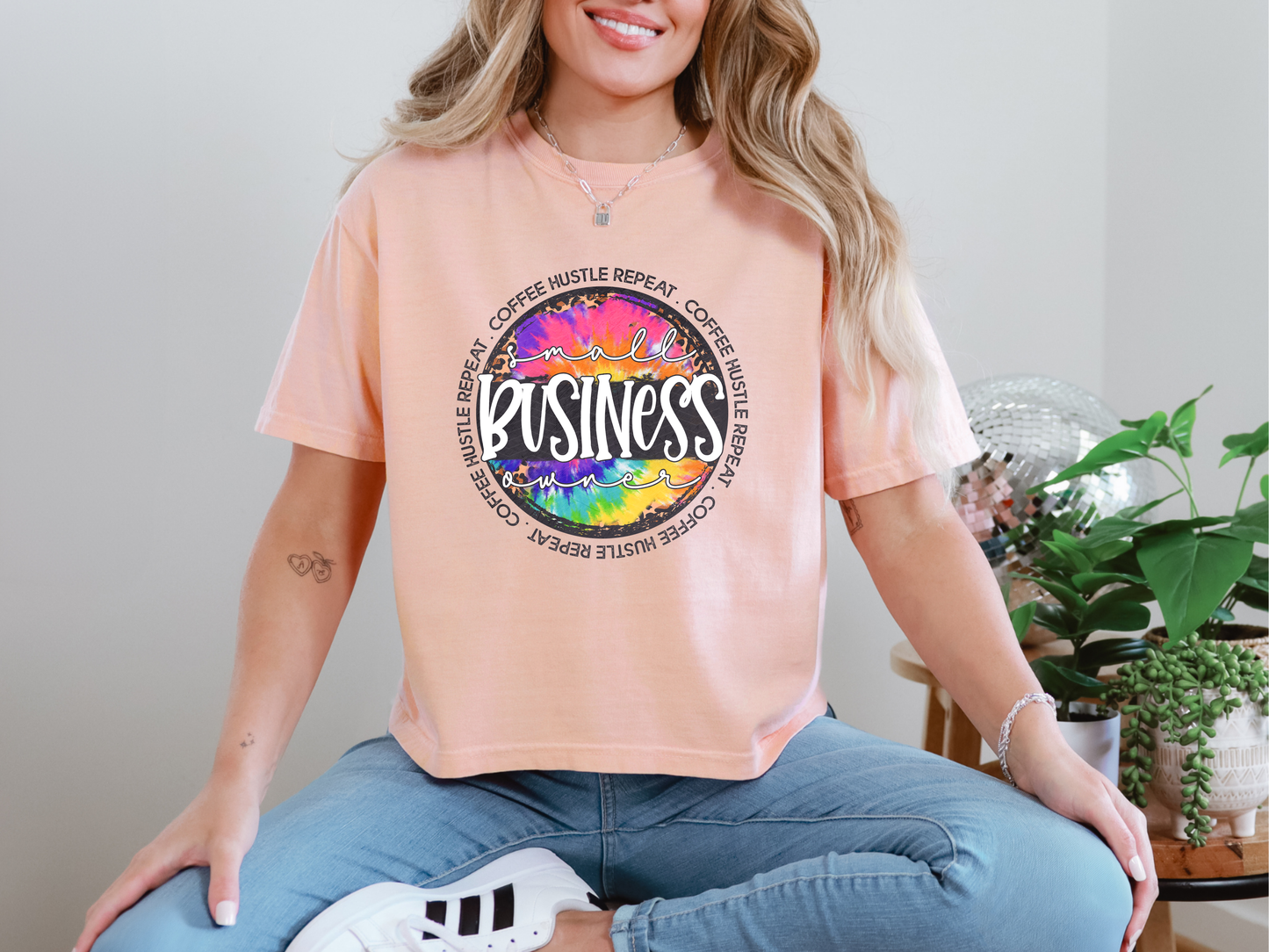 Small Business Owner Tie Dye Leopard Circle DTF TRANSFER