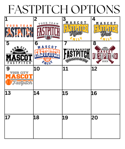 Custom Fastpitch Designs DTF TRANSFER