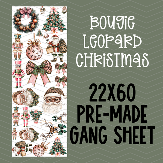 Bougie Leopard Christmas Pre-Made Gang Sheet - 22x60