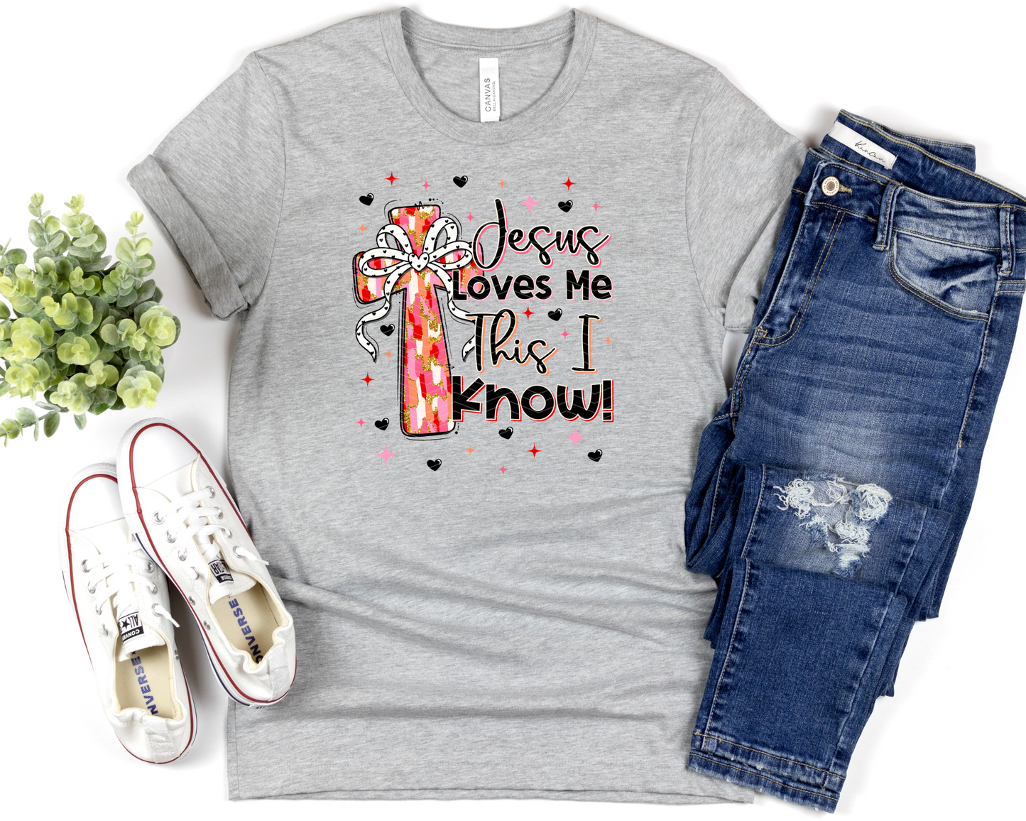 Jesus Loves Me This I Know Cross | 2 Colors | DTF TRANSFER