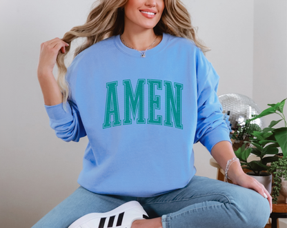 Amen Varsity Blue DTF TRANSFER