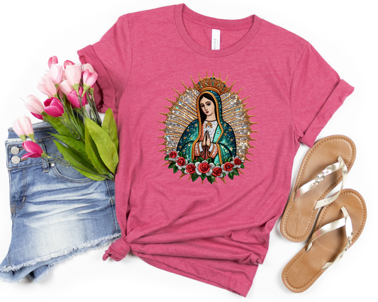Lady Of Guadalupe Faux Embroidery DTF TRANSFER