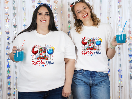 Red Wine & Blue DTF TRANSFER