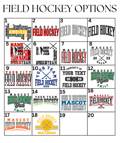 Custom Field Hockey Designs DTF TRANSFER