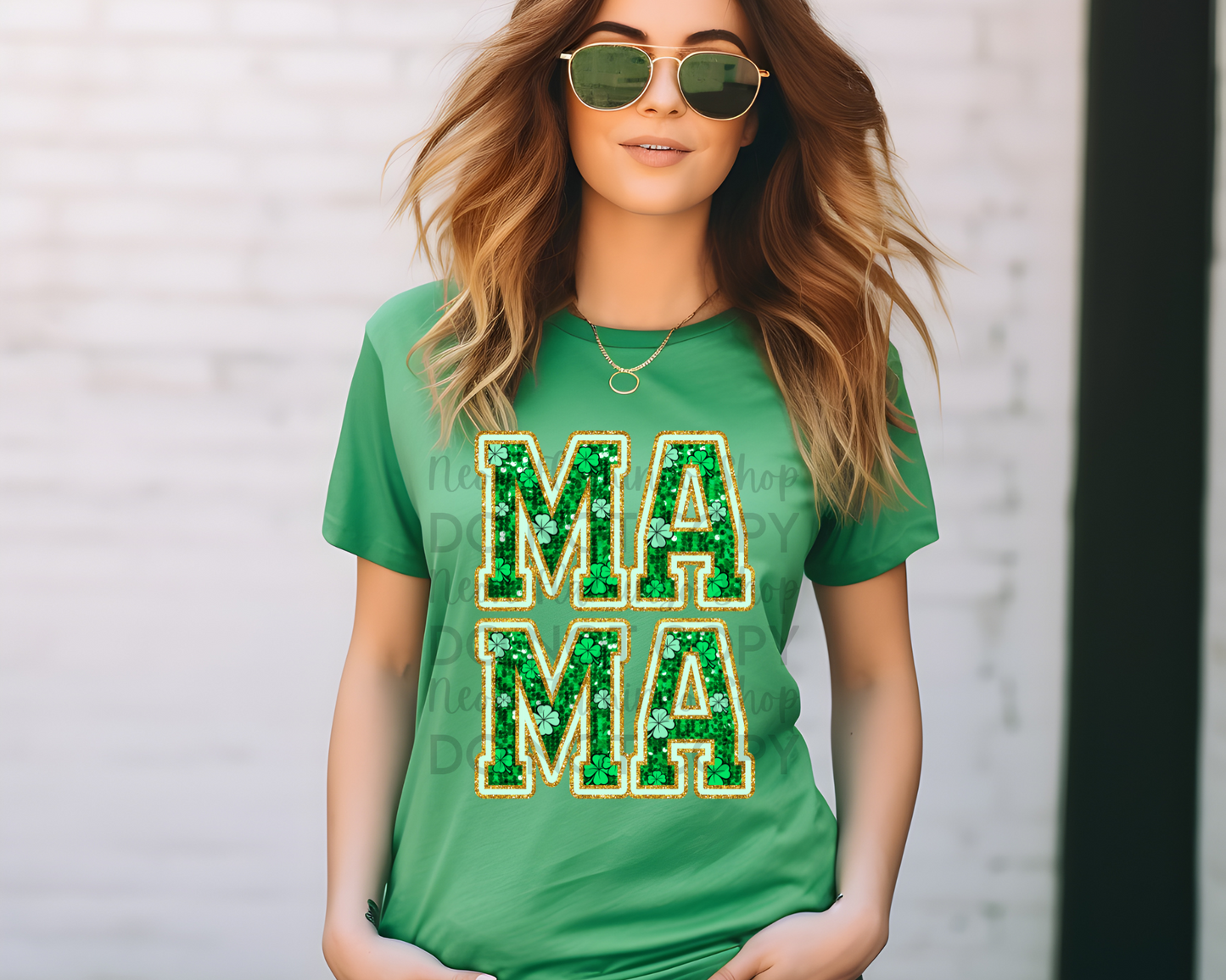 Mama Glitter Shamrock DTF TRANSFER