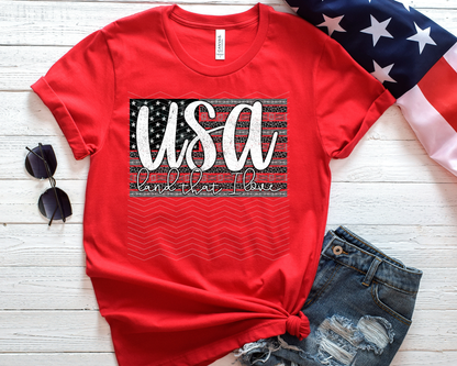 USA Flag Land That I Love America (Black Gray / Red Green) DTF TRANSFER