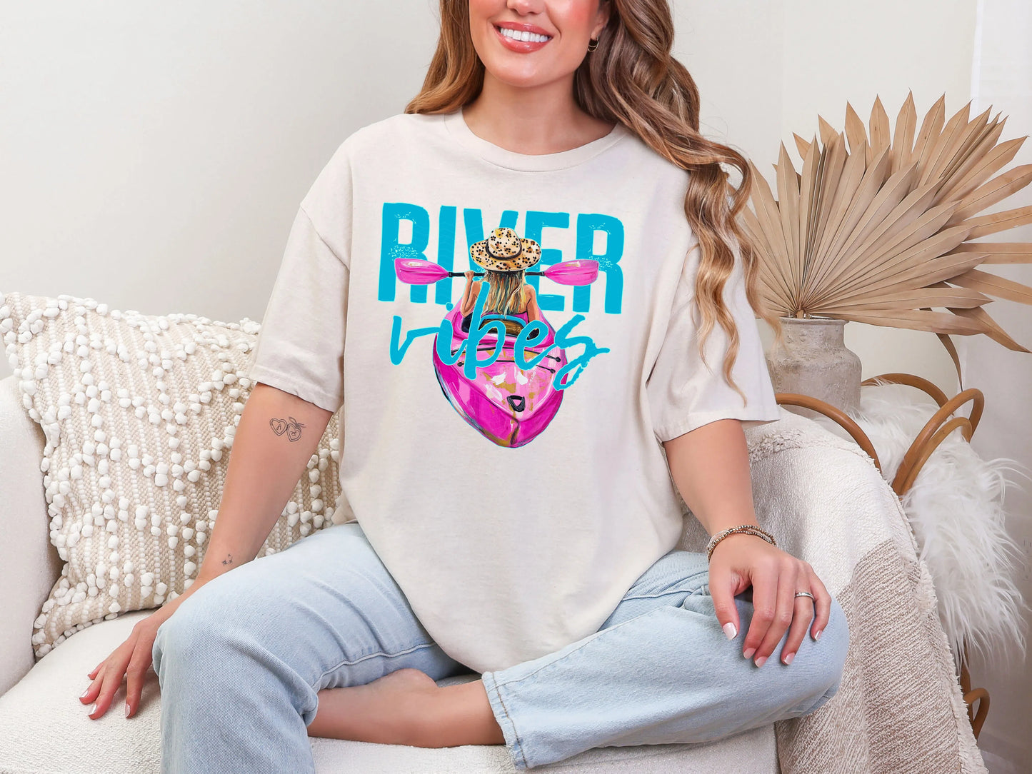River Vibes Blue Pink Leopard DTF TRANSFER