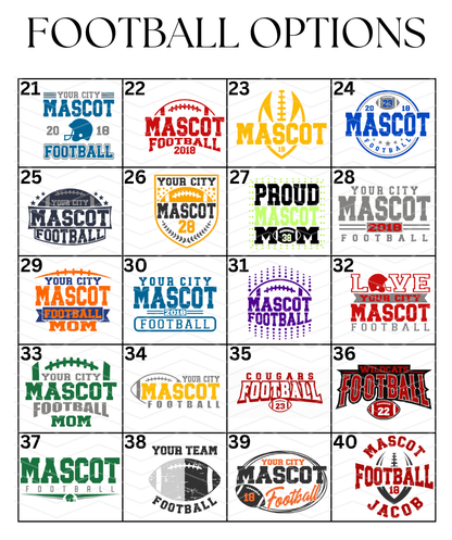 Custom Football Designs DTF TRANSFER