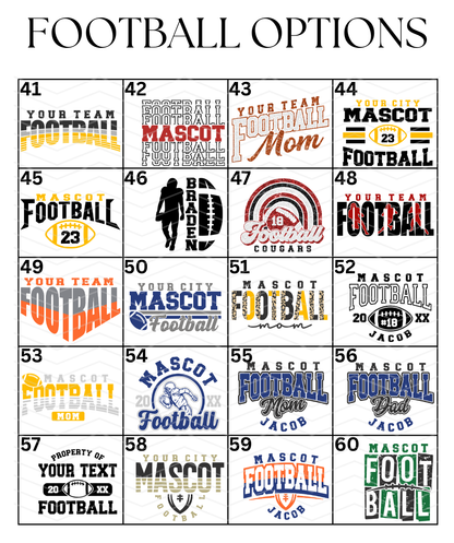 Custom Football Designs DTF TRANSFER