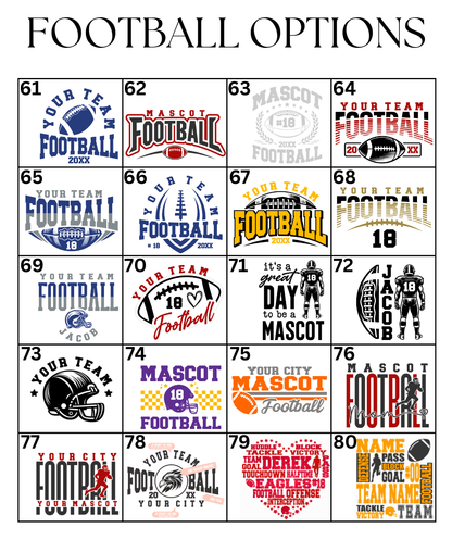 Custom Football Designs DTF TRANSFER