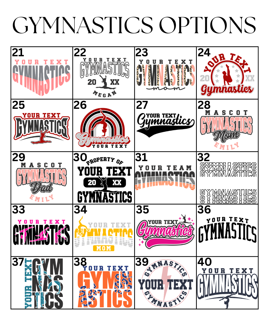 Custom Gymnastics Designs DTF TRANSFER