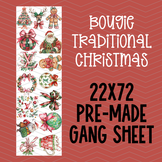 Bougie Traditional Christmas Pre-Made Gang Sheet - 22x72