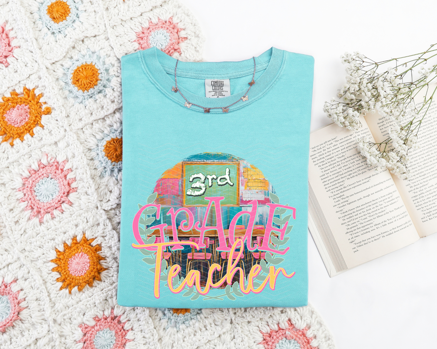 3rd Grade Teacher Watercolor Laurel Wreath DTF TRANSFER