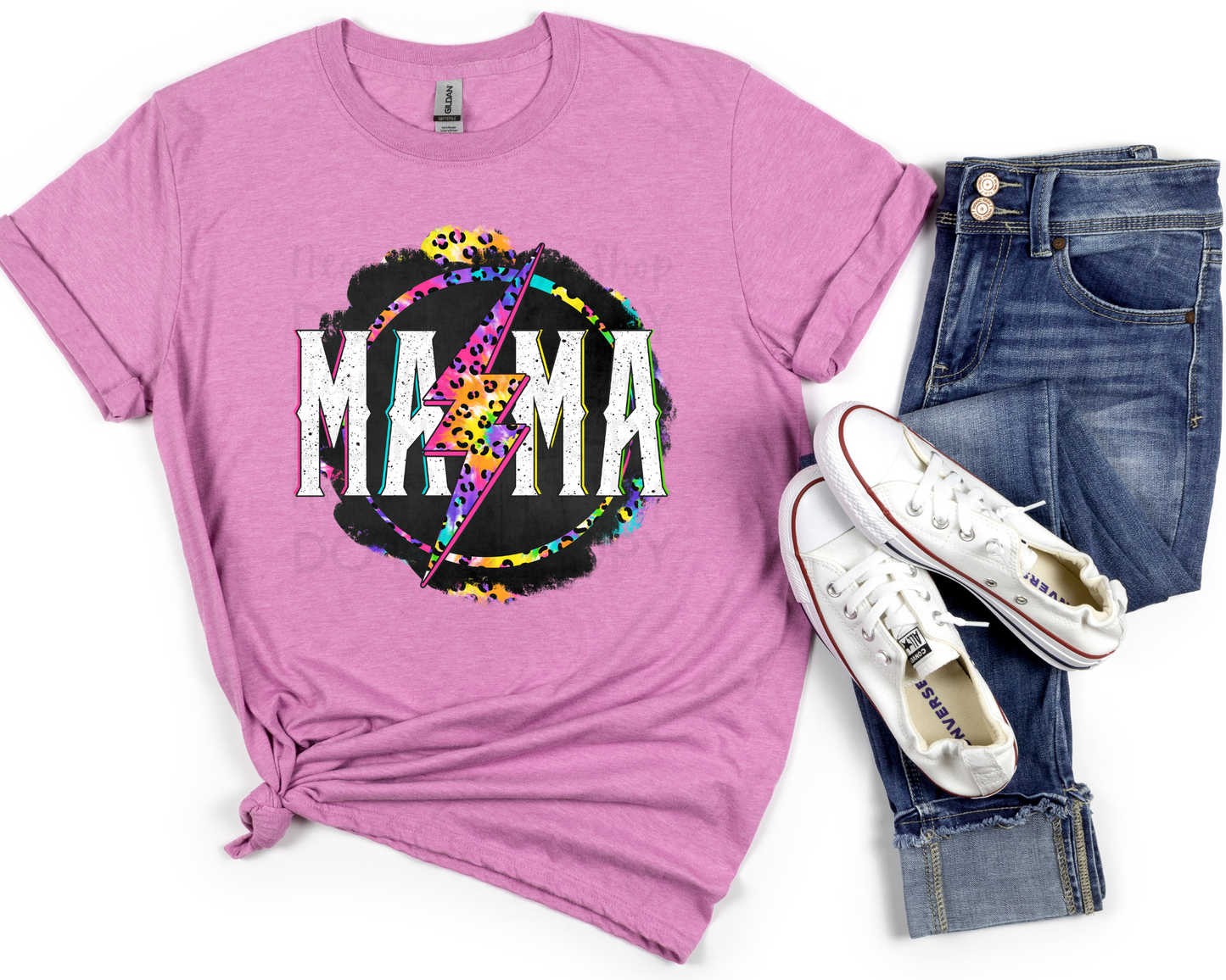 Mama Rainbow Tie-Dye Lightning DTF TRANSFER