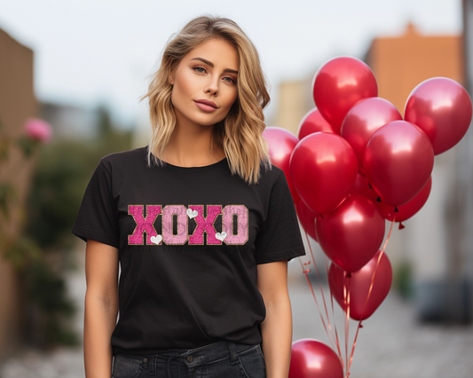 XOXO Pink Faux Patch DTF TRANSFER