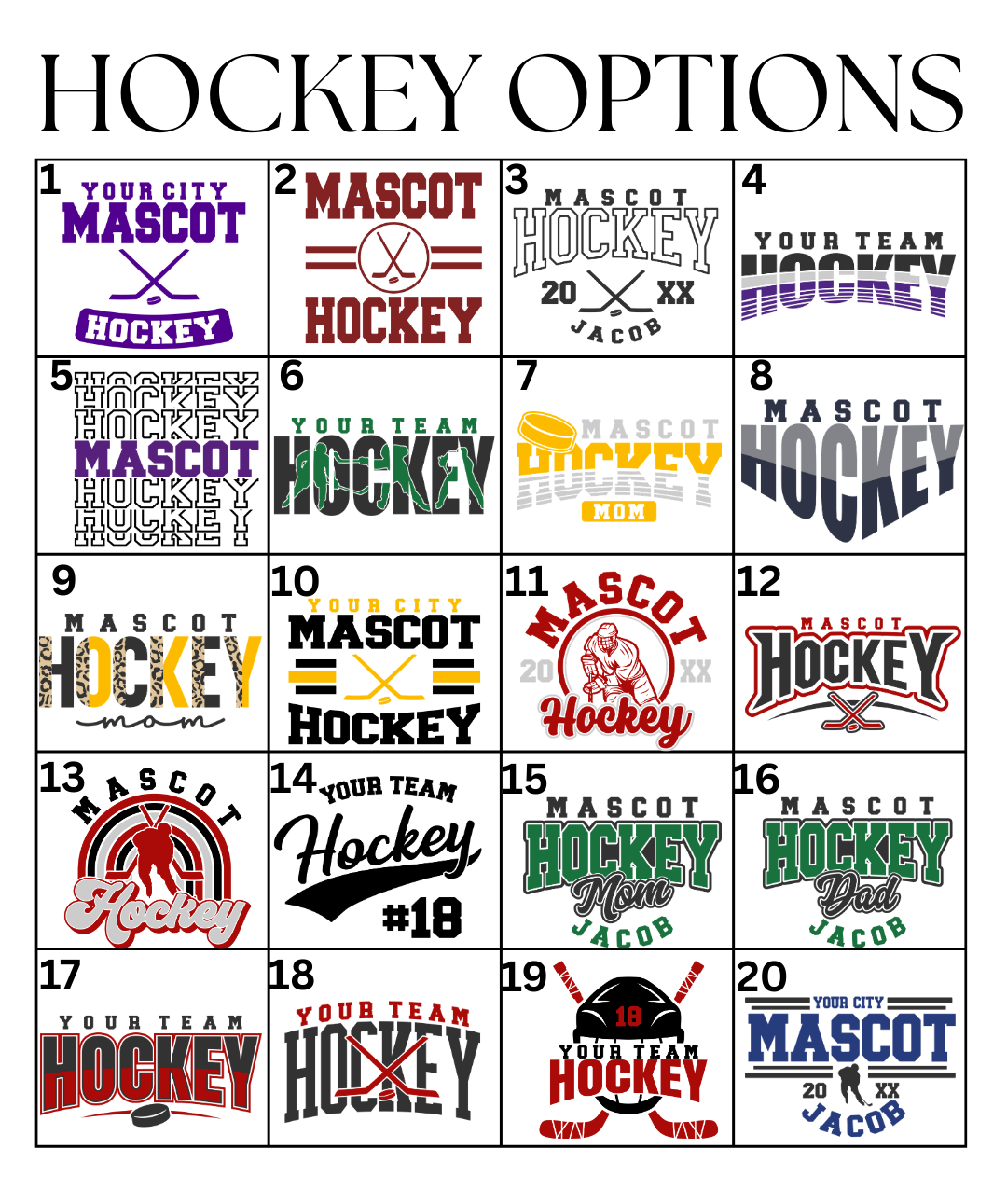 Custom Hockey Designs DTF TRANSFER