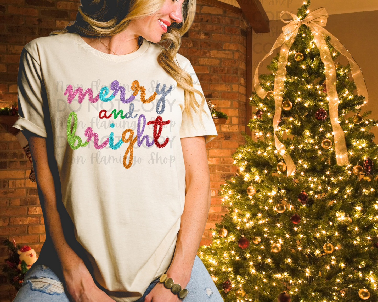 Merry and Bright Tinsel DTF TRANSFER