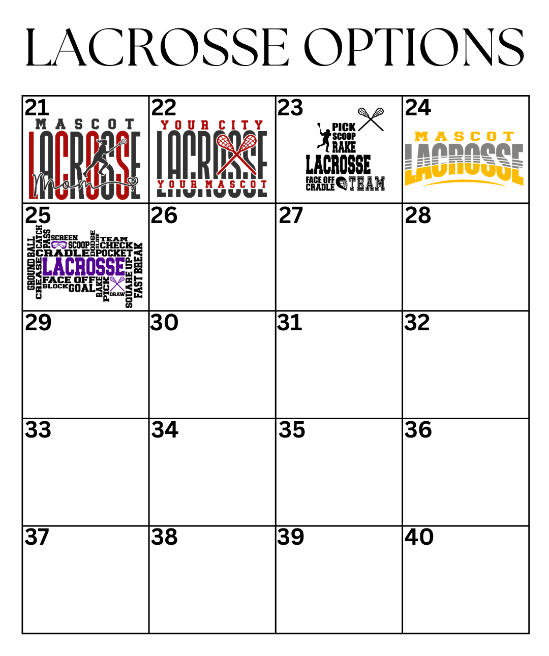 Custom Lacrosse Designs DTF TRANSFER